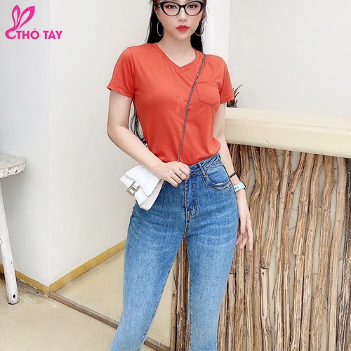 Áo thun nữ trơn cổ tim có túi - THỎ TÂY | BigBuy360 - bigbuy360.vn