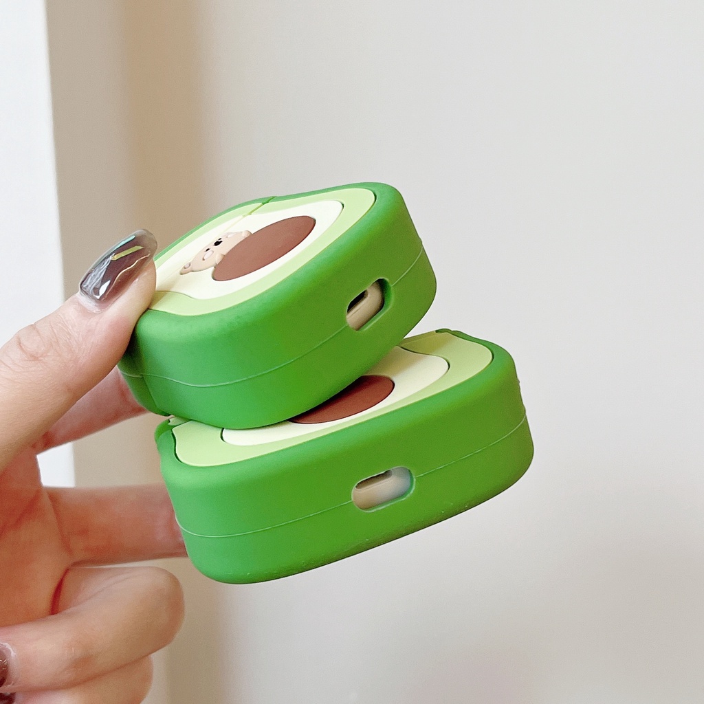 Vỏ Bảo Vệ Hộp Sạc Tai Nghe airpods Pro 1 / 2 / 3 Bằng Silicon Họa Tiết Trái Bơ Hoạt Hình Dễ Thương
