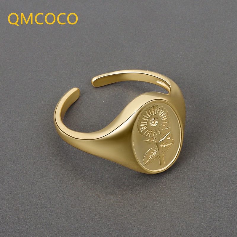 Nhẫn Hở Mạ Vàng / Bạc Họa Tiết Hoa Cổ Điển Có Thể Điều Chỉnh Kích Thước Cho Nữ