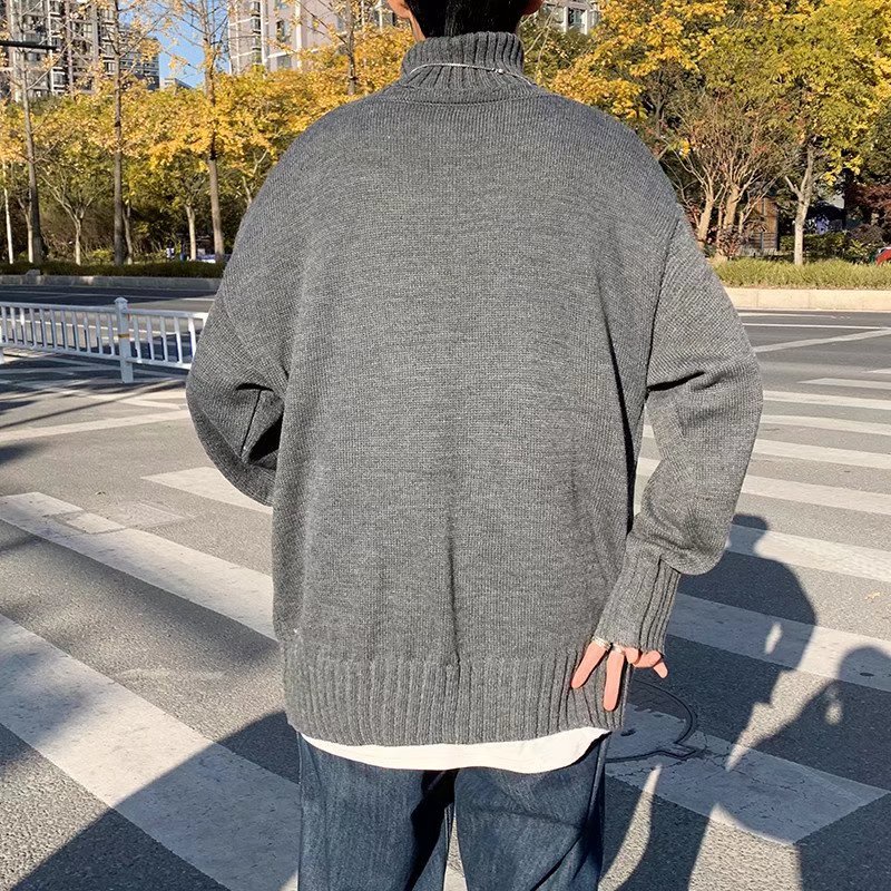 Áo tay dài cổ cao màu trơn thời trang Hàn Quốc cho nam nữ size M-8XL