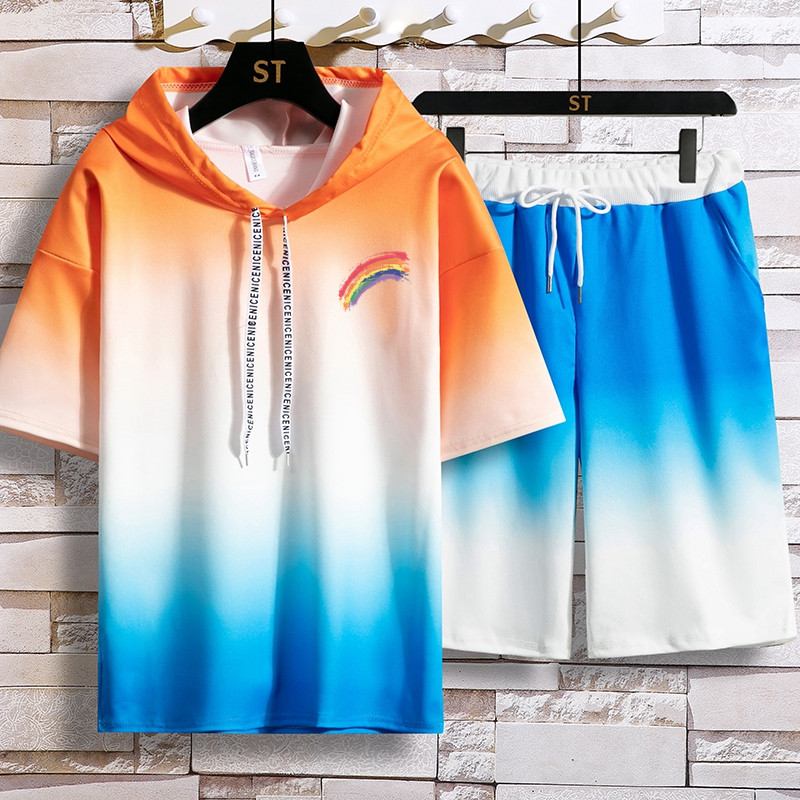 Korean Style Summer 2021 Hoodie And Shorts Set For Men