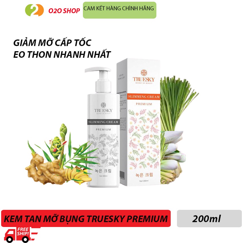 Kem Tan Mỡ Bụng Cấp Tốc 200ml Chiết Xuất Quế Gừng Truesky Premium Dạng Vòi Nhấn Phiên Bản Cao Cấp