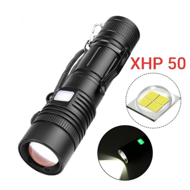 Đèn pin Siêu Sáng XHP50 kiêm sạc dự phòng.