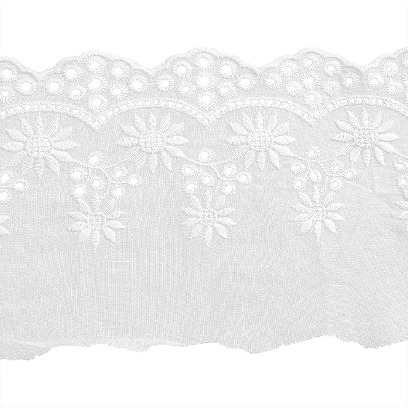 Vải Ren Cotton Dài 1M 14CM Thêu Họa Tiết Hoa Hướng Dương Dùng May Viền Trang Trí Nội Thất trang trí ren