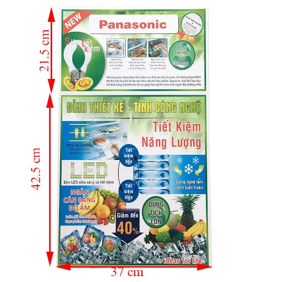 Miếng dán tủ lạnh Pana [TẶNG KEO 2 MẶT] tem dán tủ lạnh Pana