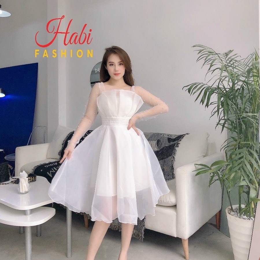 Đầm công chúa dự tiệc sang chảnh được thiết kế tỉ mỉ xếp ly ngực tay lưới đính ngọc xinh xỉu