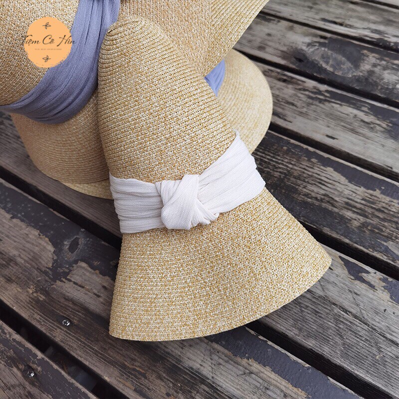 Mũ cói bucket cói Tiệm Cô Hìn có thể gập nhỏ tiện lợi dễ mix đồ siêu xinh ship 1h không lo hư hỏng