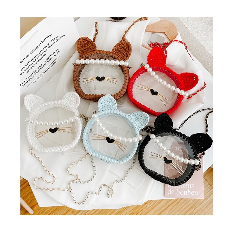 Set nguyên liệu túi trong suốt mặt mèo (KHÁCH NHẮN TIN MÀU CHỌN CHO SHOP)