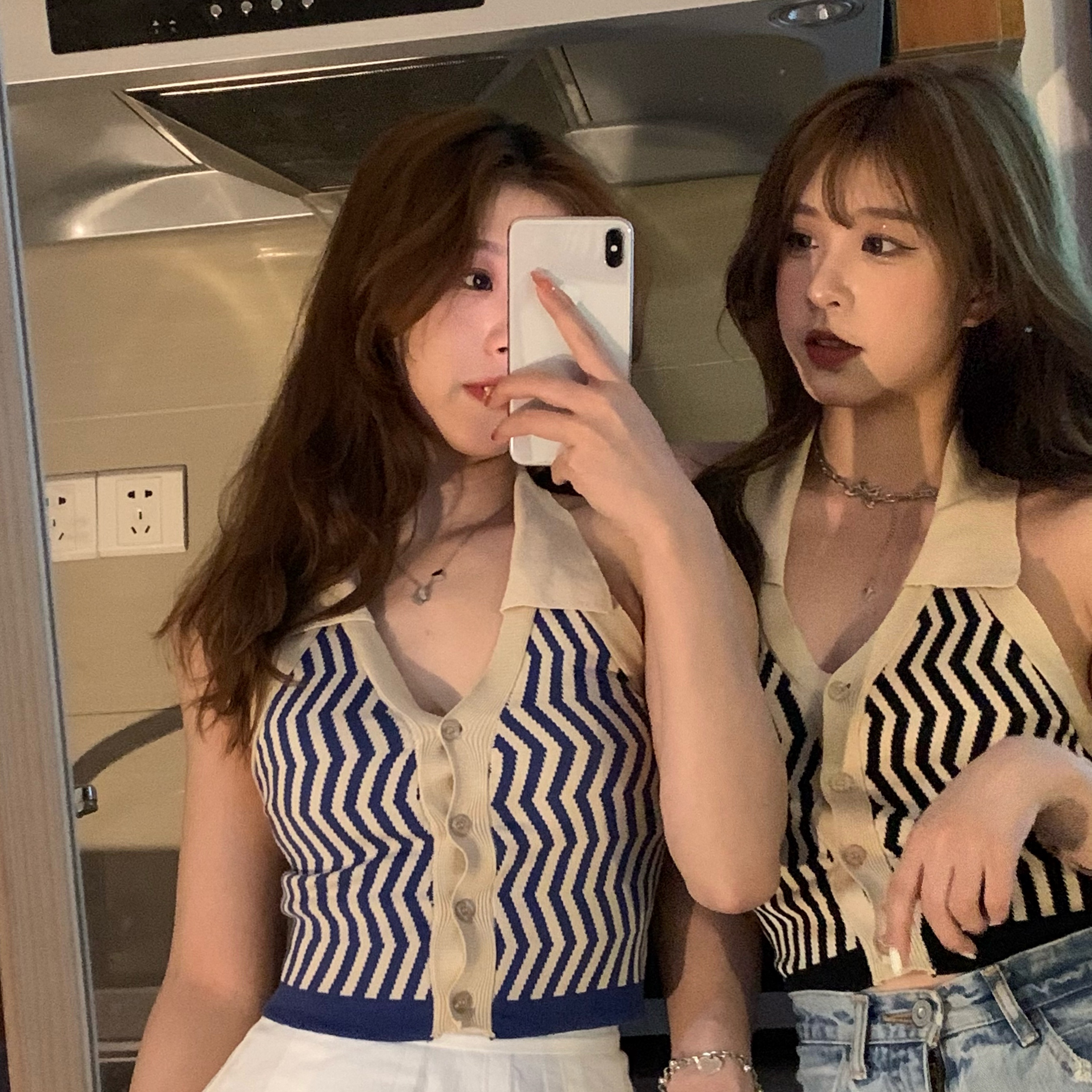 Áo Dệt Kim Cổ Polo Hở Lưng Dáng Ôm Thời Trang Trẻ Trung