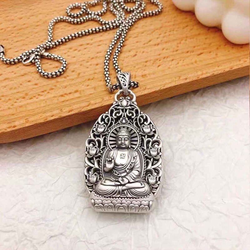 Mặt Dây Chuyền Hình Phật Bằng Bạc sterling Hàng Mới Cho Nam Và Nữ Samantabhadra