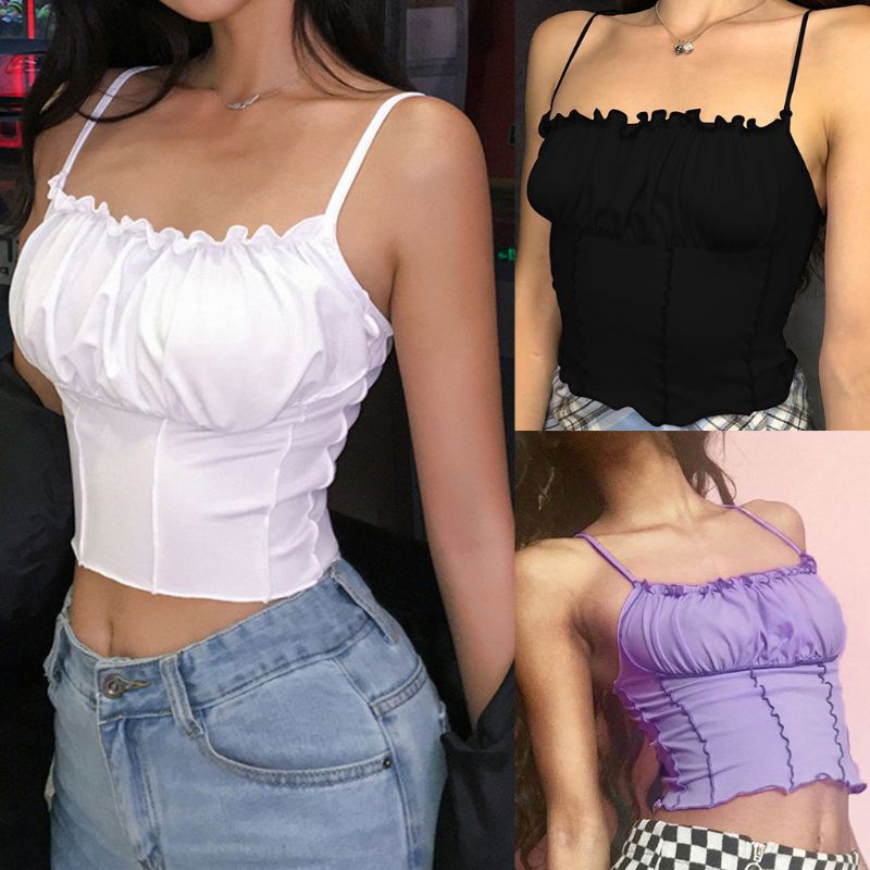 Áo Croptop Sát Nách Màu Sắc Ngọt Ngào Thời Trang Mùa Hè Cho Nữ