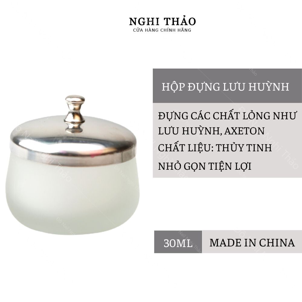 Hũ đựng lưu huỳnh , cốc thủy tinh có nắp đậy