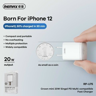Củ cốc sạc nhanh PD 20 W chính hãng Remax cho IPhone 12 ,  12 Pro Max, 11 Pro Max , iPad Pro siêu nhỏ gọn