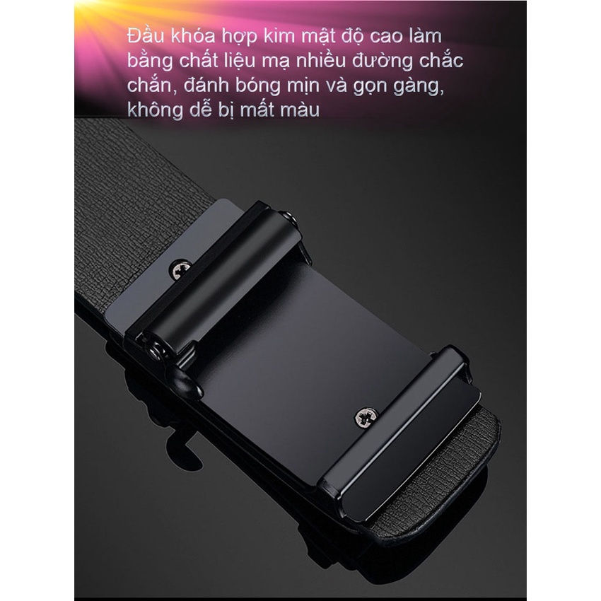 Thắt lưng nam cao cấp Cieviavn Kiesan, dây nịt nam da thật rộng 33mm dài 125cm khóa tự động mạ ti tan