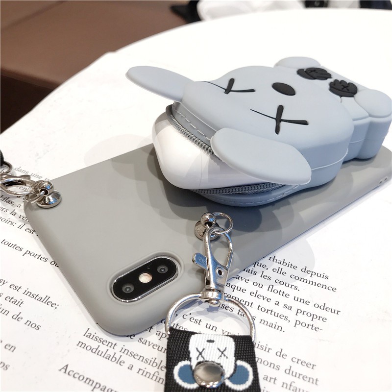 HUAWEI Y9S Y8S Y6S Y9Prime Y6Pro Y7 Y9 Y6 Y5 Y6Prime Honor 9X 20lite 8S 8C 10lite Stereo silicone Cartoon Bear wallet mobile phone protective cover Creative fashion backpack mobile phone soft shell Hanging rope anti falling mobile phone backpack shell
