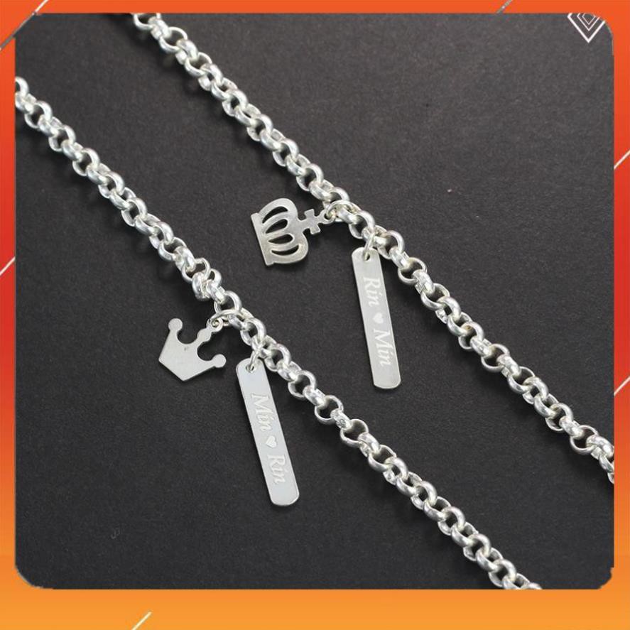 ⚡ KHUYỄN MÃI ⚡ Lắc tay đôi bạc, vòng tay cặp bạc hình King - Queen khắc tên theo yêu cầu LTD0007 - Trang Sức TNJ | BigBuy360 - bigbuy360.vn