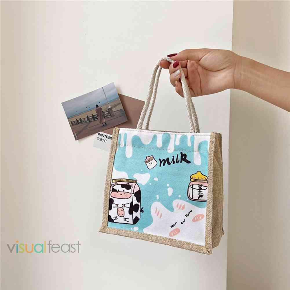 ❤Sthouse ~ Túi Tote Nhỏ In Họa Tiết Trái Cây Hoạt Hình Đáng Yêu Thời Trang Cho Nữ (C)