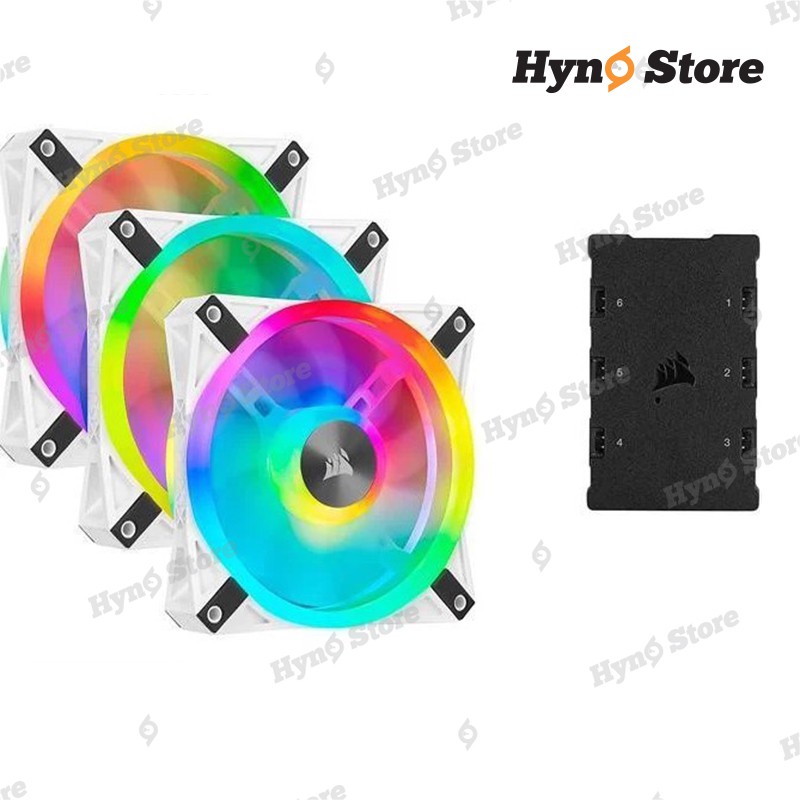 Kit 3 fan Corsair QL120 ARGB WHITE kèm Node core Tản nhiệt nước custom Hyno Store