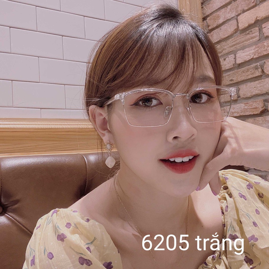 Kính Gọng Vuông Nửa Viền Dáng Mắt To G STORE Gọng Kính Mắt Vuông Trắng Trong Suốt Dành Cho Nam Và Nữ 6205 | BigBuy360 - bigbuy360.vn