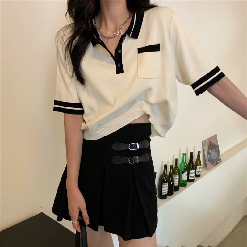 Áo thun croptop COZOKC tay ngắn dáng rộng phong cách Hàn Quốc
