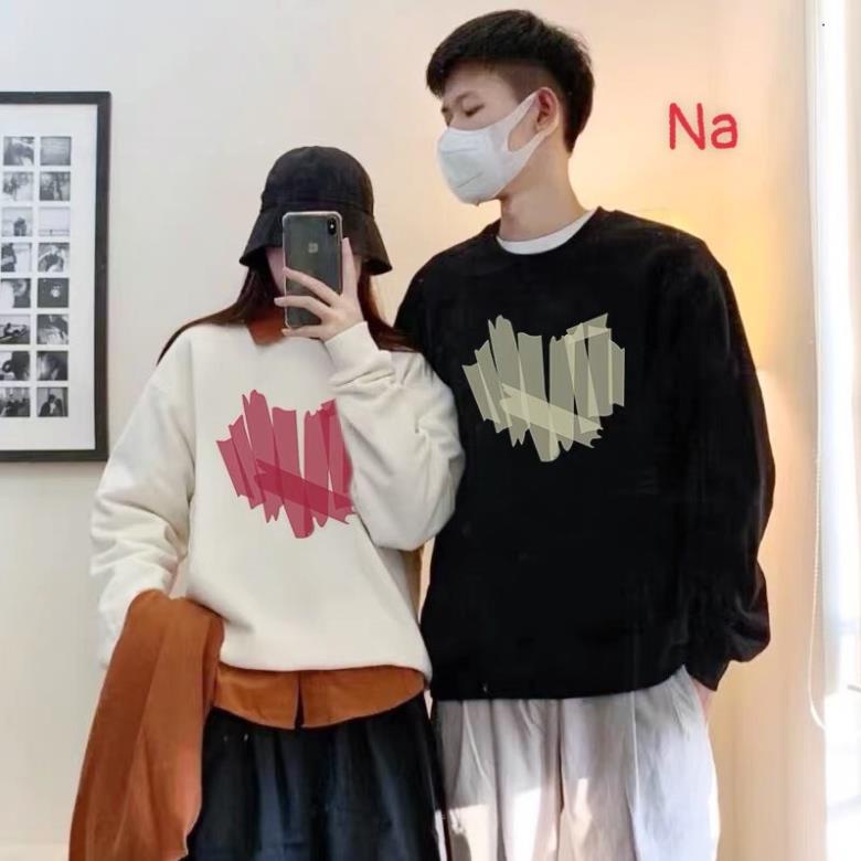 Áo sweater Trái Tim siêu hothit, chất vải chân cua form thụng cánh dơi hình in sắc nét dành cho cặp đôi
