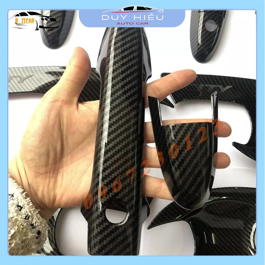 Bộ ốp tay và hõm cửa Honda City 2021 vân cacbon chống xước siêu đẹp và bền bỉ với thời gian