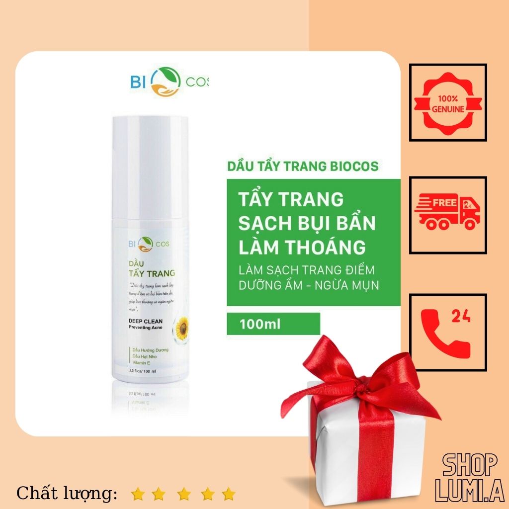 Dầu tẩy trang Biocos sạch lớp trang điểm dưỡng ẩm và ngừa mụn 10ml LuMi.A