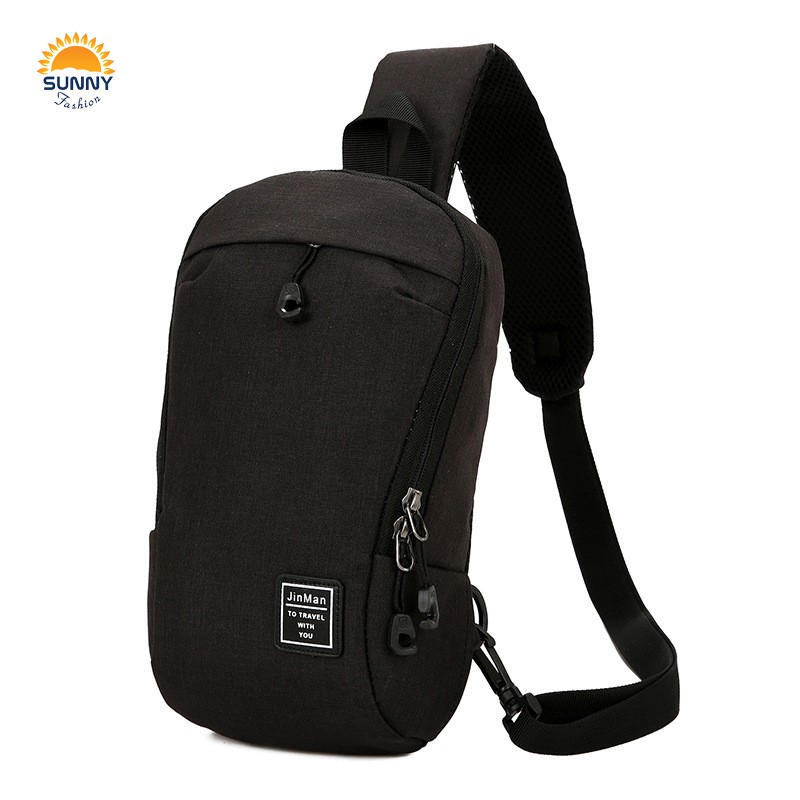 Túi đeo chéo nam, nữ vải canvas cao cấp, màu ghi viền chữ U đẹp mắt, T516 | BigBuy360 - bigbuy360.vn