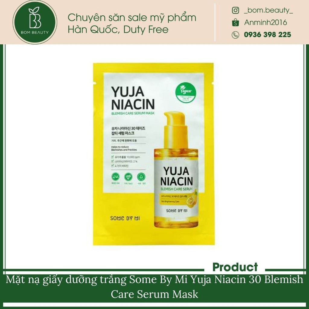 (#somebymi) Mặt nạ giấy dưỡng trắng Some By Mi Yuja Niacin 30 Blemish Care Serum Mask