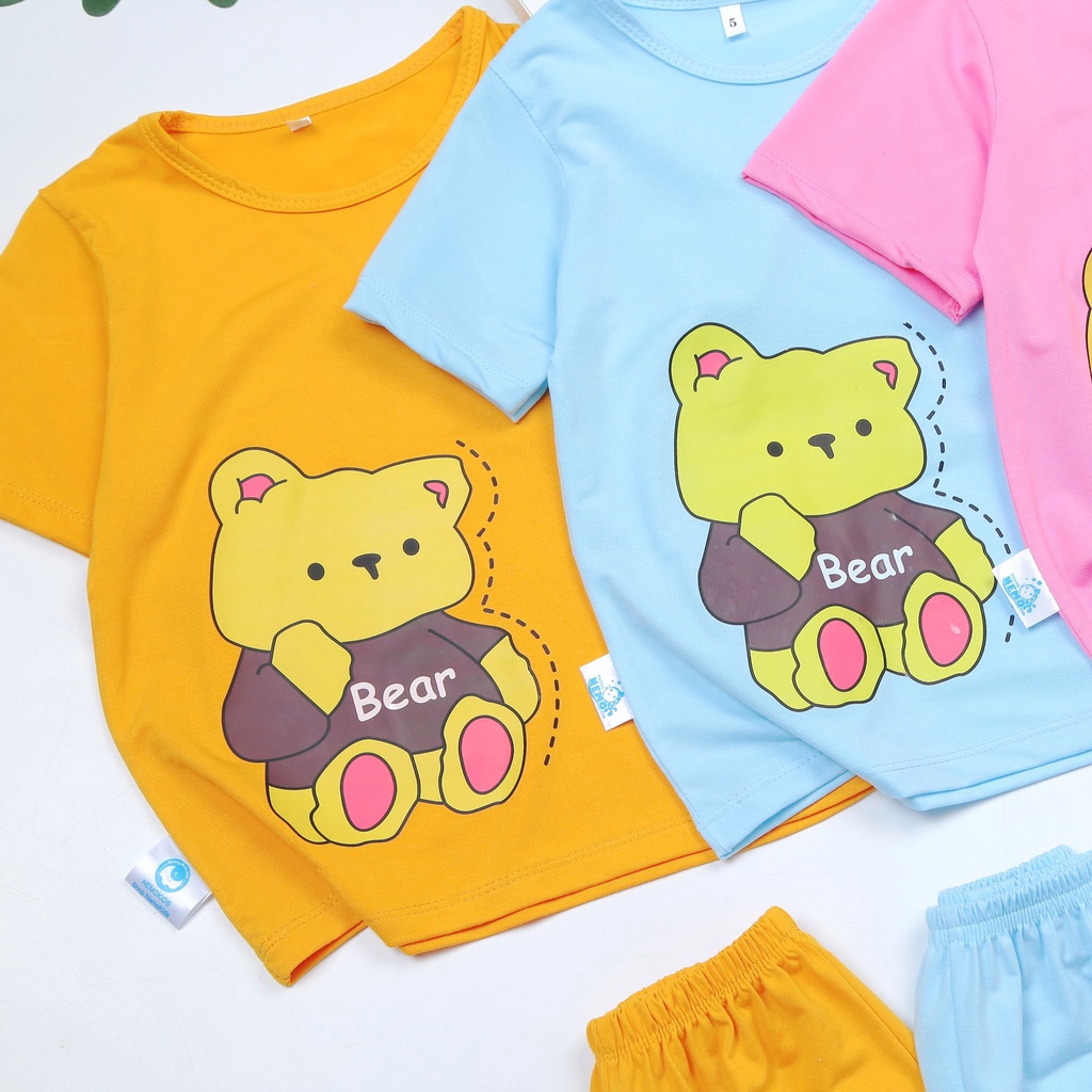 Set 3 bộ đồ bé gái bộ đồ lửng bé gái in hình gấu be ar đáng yêu co giãn 4 chiều cho bé từ 8kg đến 25kg-HOÀNG NAM KIDS