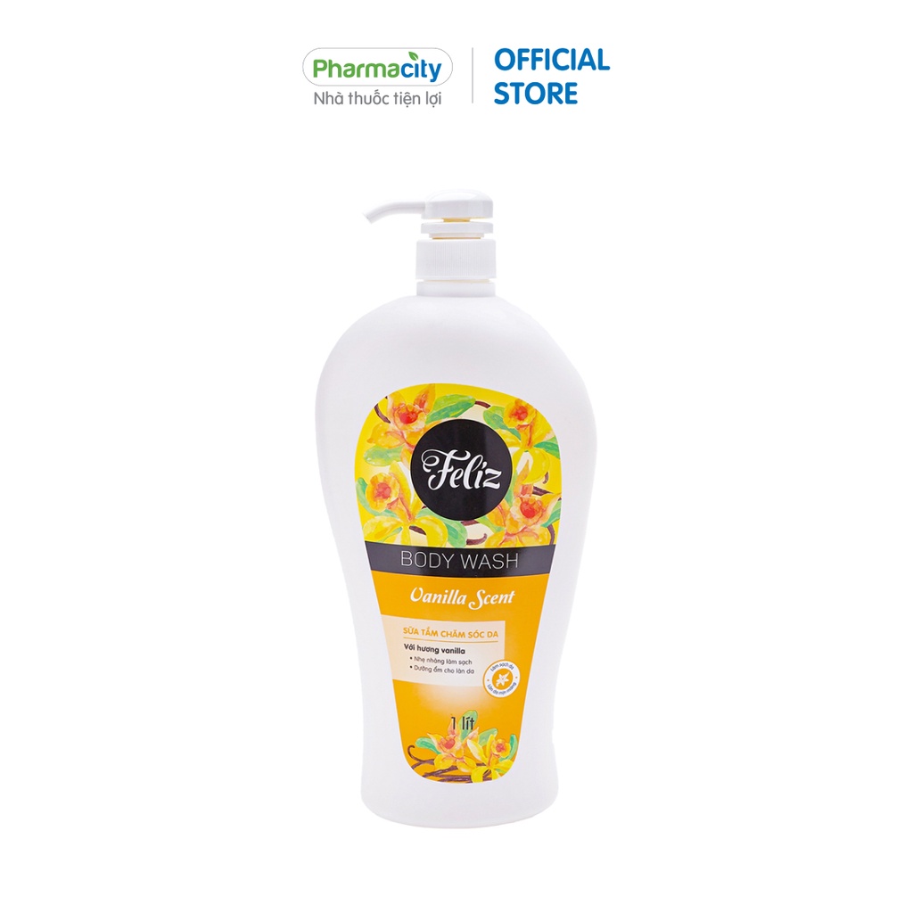 Sữa tắm Pharmacity chiết xuất sữa Dê, hương Hoa Hồng và hương Vanilla 1L