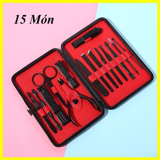 Bấm móng tay 15 món - bộ kiềm cắt móng tay chân 15 món cao cấp