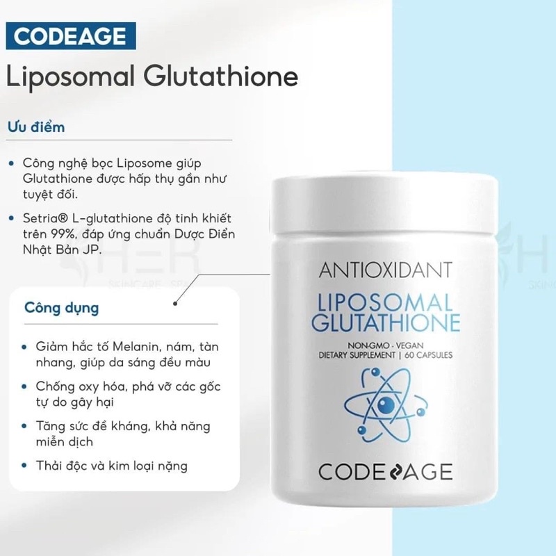Viên Uống Hỗ Trợ Trắng Da Code Age Liposomal Glutathione 60 Viên