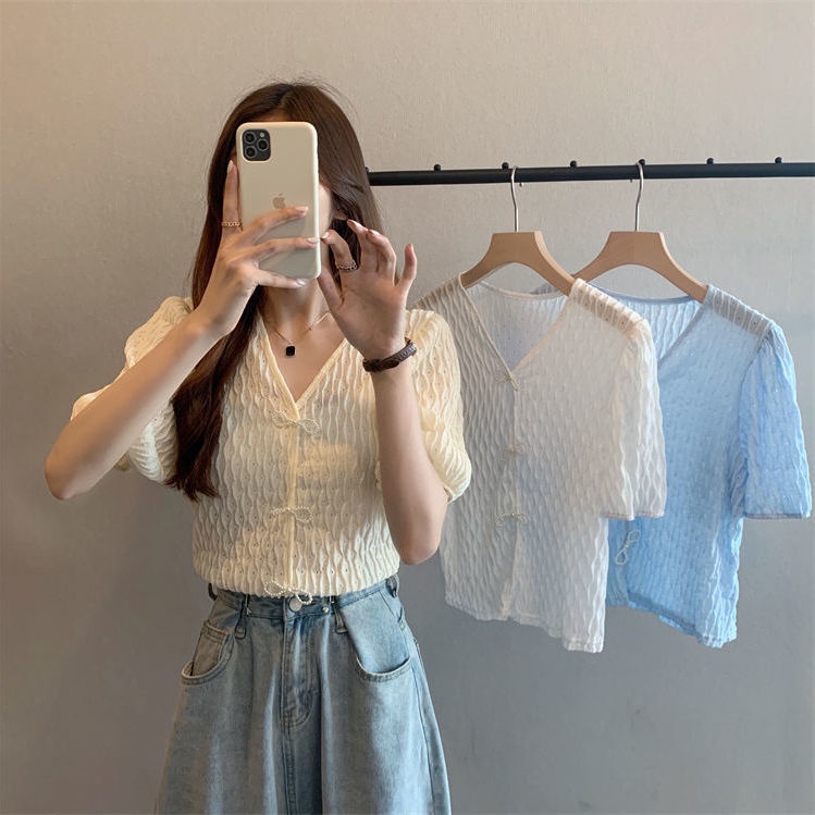 Áo Dệt Kim Phối Nơ Thời Trang Mùa Hè Cho Nữ