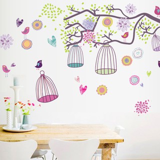 Decal dán tường hình cái cây nhiều màu