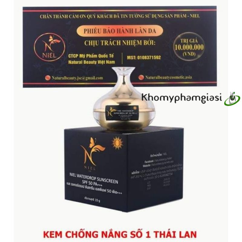 Kem Chống Nắng, Dưỡng Trắng Da NIEL WATERDROP SUNSCREEN SPF50PA 15g hang Thái Lan