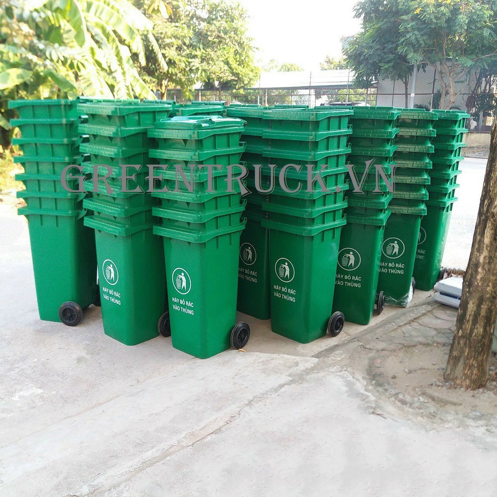 Thùng rác 120 lít nhựa HDPE màu xanh lá