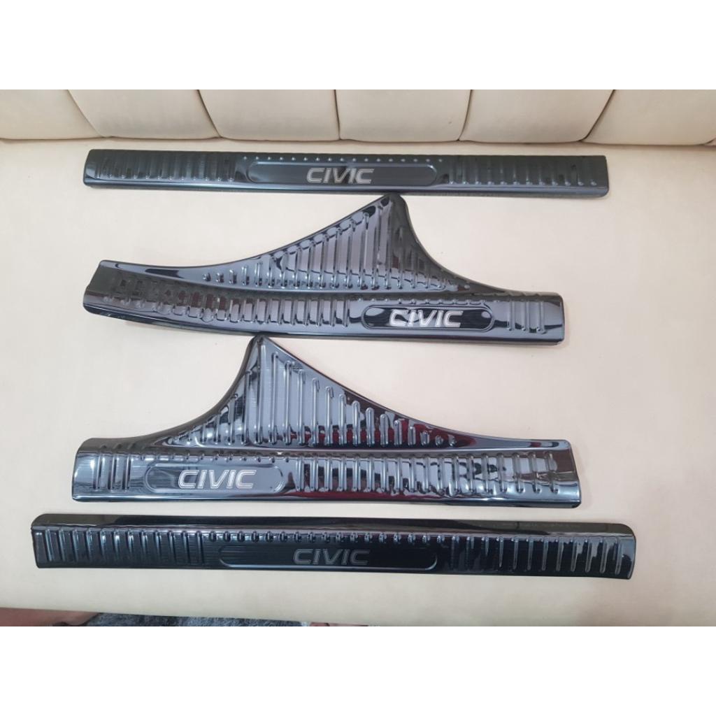 Ốp Bậc Cửa, Nẹp Bước Chân Trong Ngoài Xe Honda Civic 2022 - 2023 chất liệu Titan Cao Cấp
