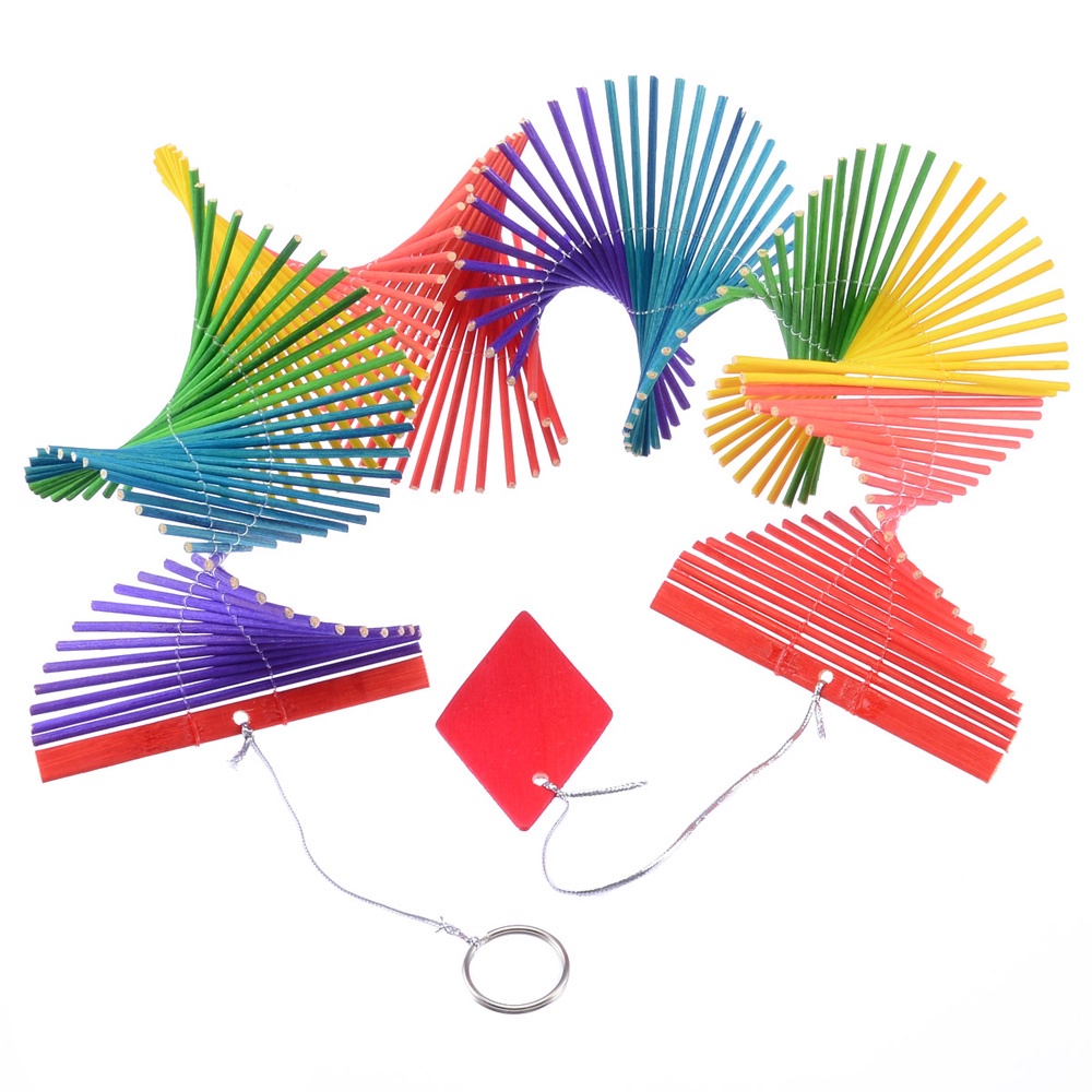 YIYU 1 chuông gió bằng gỗ màu cầu vồng dùng treo trang trí ngoài trời DIY