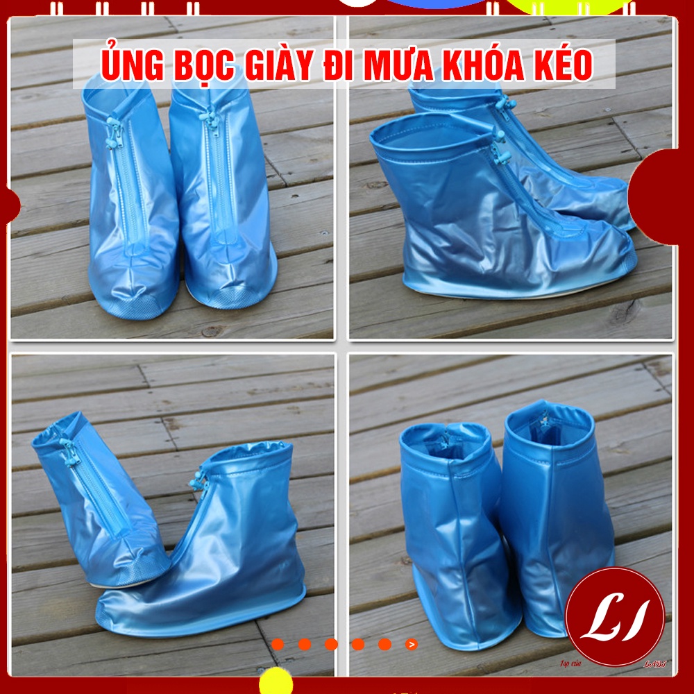 Ủng bọc giày đi mưa khoá kéo tiện lợi( 1 đôi)- MÀU XANH