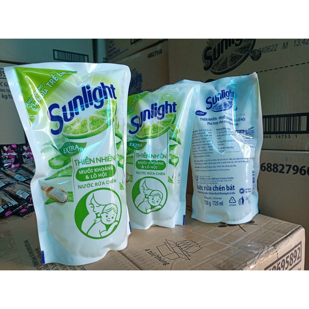 Nước Rửa Chén Sunlight Túi 750g Chanh/Trà Xanh/Thiên Nhiên