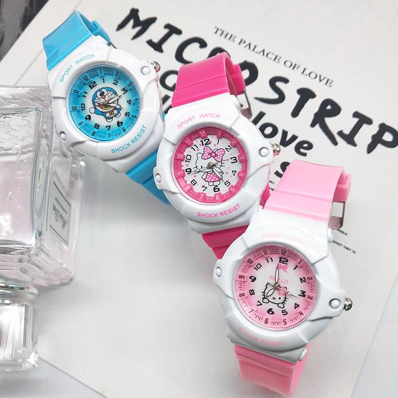 Đồng hồ dây silicon hình Hello Kitty Doraemon chất lượng cao thời trang cho bé trai/bé gái