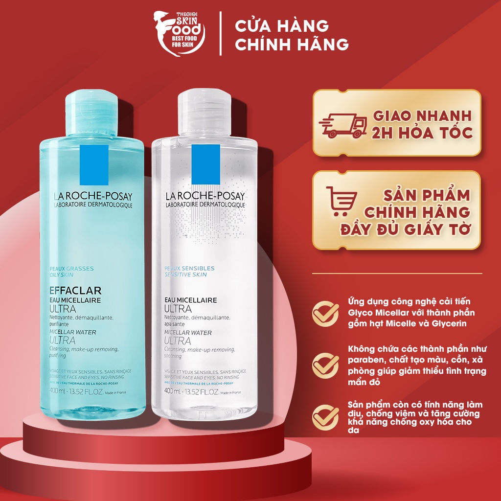 Nước Tẩy Trang Dành Cho Da Dầu Mụn, Da Nhạy Cảm La Roche Posay Micellar Water Ultra Sensitive Oily Skin 400ml