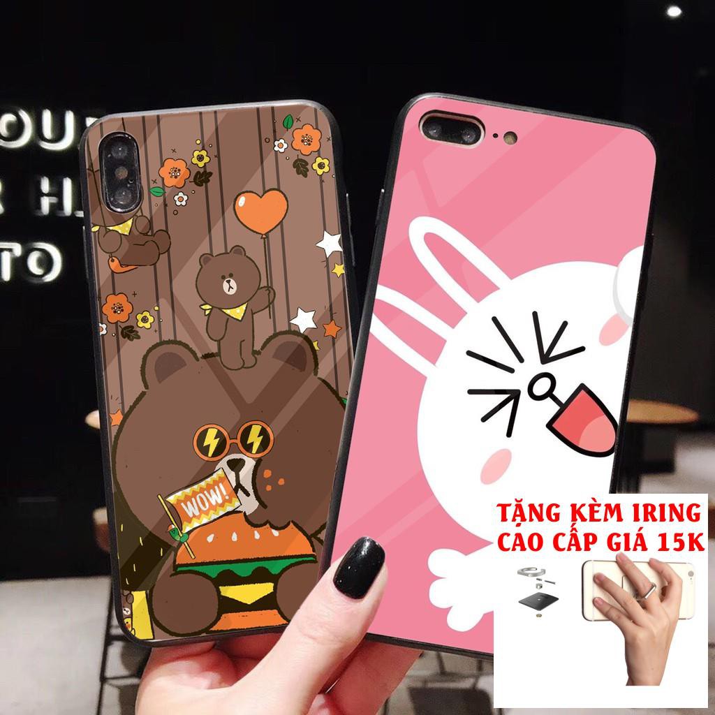 [Sale siêu to khổng lồ] ỐP IPHONE - ỐP KÍNH - M305 Gấu Brown Thỏ Cony