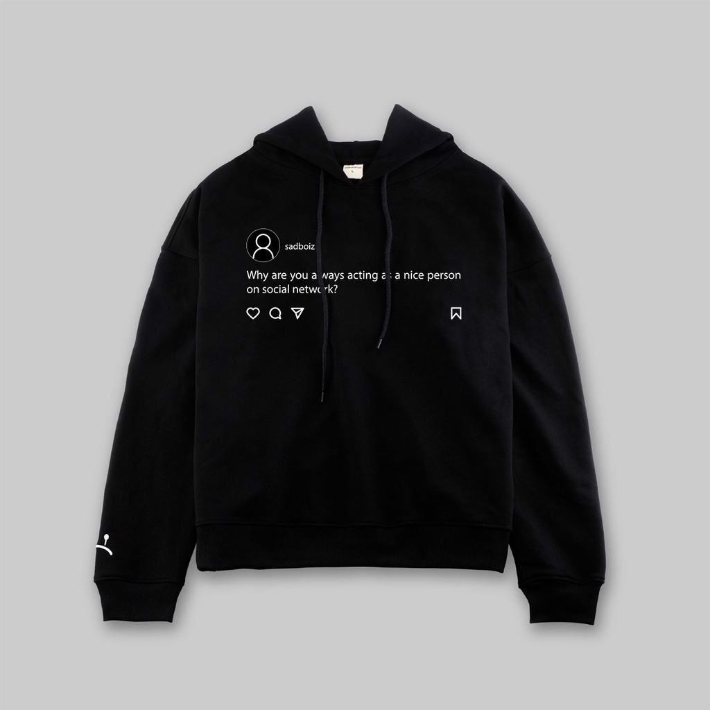 Áo hoodie unisex nỉ mũ hai lớp in nổi sadboiz SADTAGRAM form rộng nam nữ unisex phong cách ulzzang