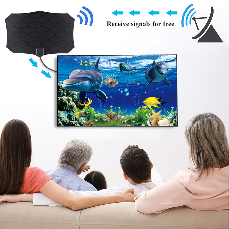 Bộ Ăng Ten Hdtv Kỹ Thuật Số 25db Hdtv Dvb-t2 Phạm Vi 80 Dặm Kèm Phụ Kiện