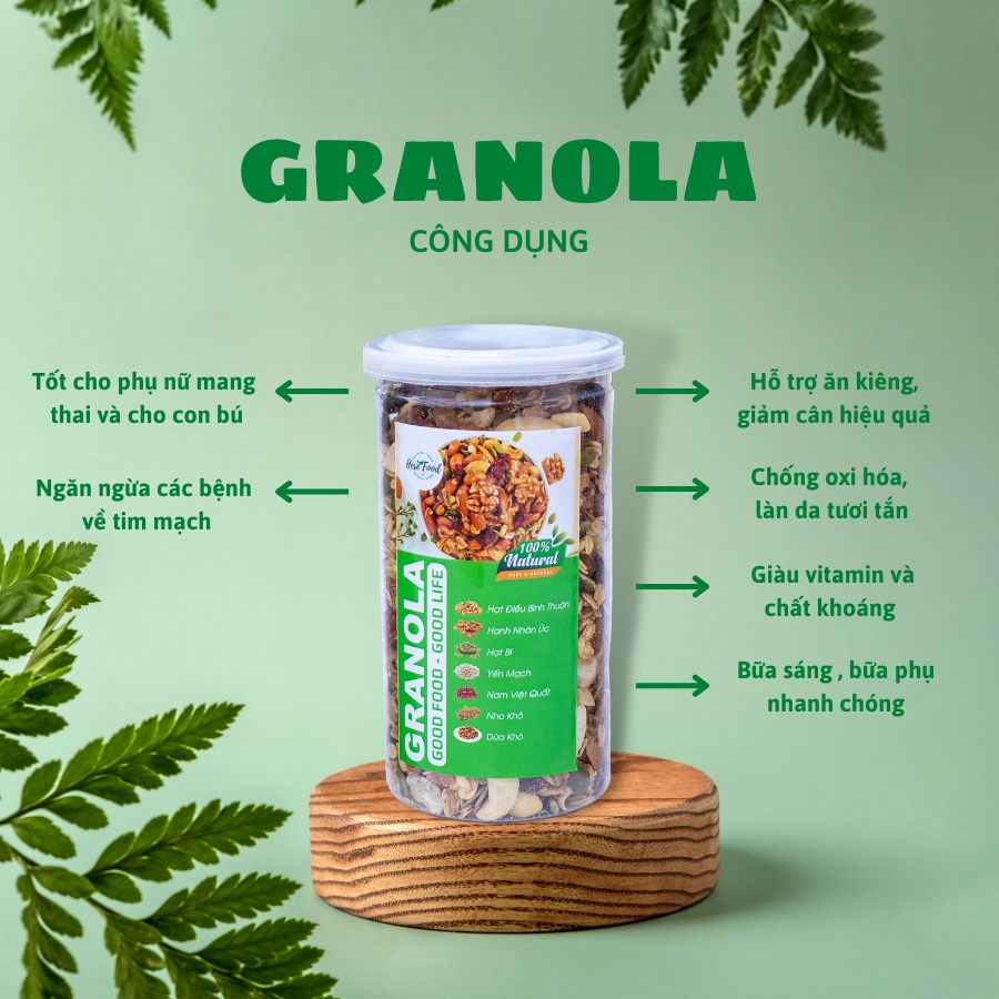 Granola siêu hạt mix 7 loại hạt dinh dưỡng ăn kiêng không đường - Ngũ cốc dinh dưỡng giảm cân nhiều vị hũ 500gr