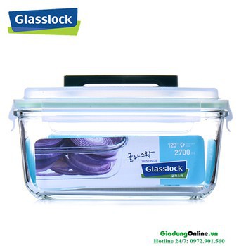 Hôp thủy tinh GLASSLOCK 2700ml có tay cầm MHRB270