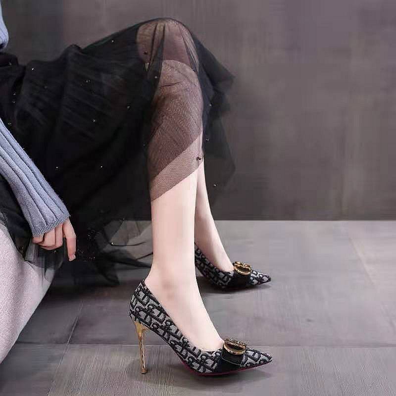 ☑Blazing gold bird lattice pattern pointed high heels design niche women s shoes 2021 new style temperament stiletto single