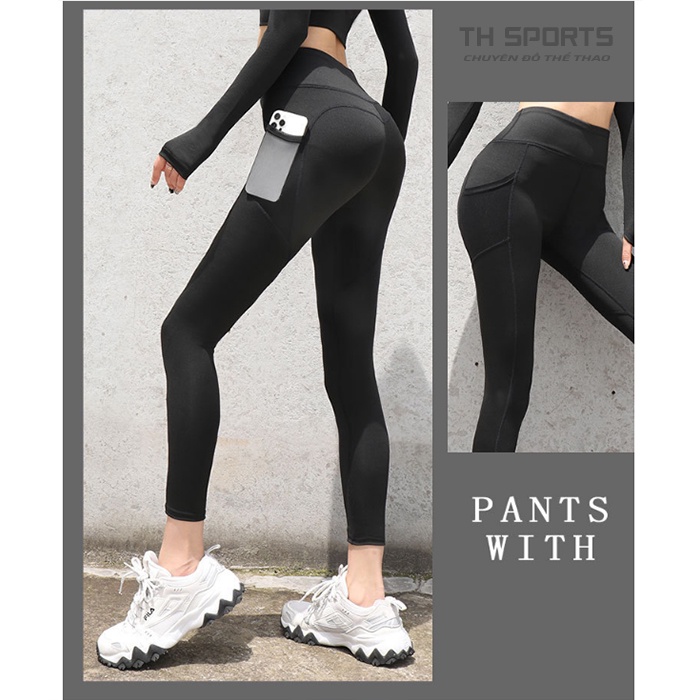 Quần tập gym nữ Có Túi thoáng mát siêu co giãn, áo quần tập gym yoga cạp lưng cao nâng mông  - TH Sport TH005